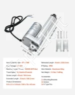 12V linijinė pavara, eiga 101.6 mm, 3000N (IP65 vandeniui atspari) - Image 7
