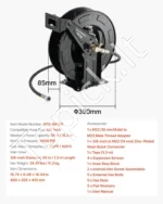 15.2 m ilgio slėginio plovimo įrenginio žarnos ritė 4000 PSI su automatine susukimo sistema ir sieniniu bei grindų tvirtinimu - Image 7