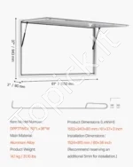 1524 x 915 mm prekybinis langas – maisto furgono aptarnavimo langas su stogeliu ir sklendėmis - Image 7