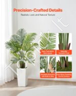 2 vnt. dirbtinių Areca palmų rinkinys su baltais vazonais, 1219 mm (4 pėdos) - Image 2