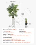 2 vnt. dirbtinių Areca palmų rinkinys su baltais vazonais, 1219 mm (4 pėdos) - Image 7