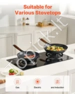 3 dalių ketaus keptuvių rinkinys – 205, 265 ir 310 mm nelimpančios juodos ketaus keptuvės visoms viryklėms - Image 6