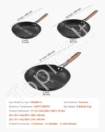 3 dalių ketaus keptuvių rinkinys – 205, 265 ir 310 mm nelimpančios juodos ketaus keptuvės visoms viryklėms - Image 7