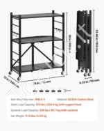 3 pakopų sulankstoma metalinė lentyna su ratukais (33 x 71 x 91 cm) - Image 7
