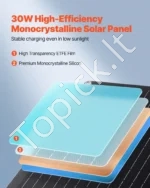 30W 12V saulės baterijos įkroviklis ir palaikymo elementas 460 x 395 x 25 mm su monokristaliniais elementais ir IP67 atsparumu vandeniui - Image 2