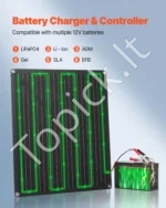 30W 12V saulės baterijos įkroviklis ir palaikymo elementas 460 x 395 x 25 mm su monokristaliniais elementais ir IP67 atsparumu vandeniui - Image 4