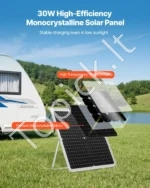 30W 12V saulės baterijos įkroviklis ir palaikymo elementas 478 x 418 x 20 mm su išoriniu MPPT valdikliu ir grūdintu stiklu - Image 2