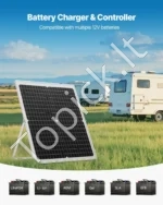 30W 12V saulės baterijos įkroviklis ir palaikymo elementas 478 x 418 x 20 mm su išoriniu MPPT valdikliu ir grūdintu stiklu - Image 4