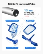 4-in-1 baseino valymo rinkinys su giliu tinkleliu, sekliojo vandens tinkleliu ir dviem šepetiais baseinams - Image 2