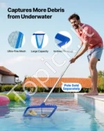 4-in-1 baseino valymo rinkinys su giliu tinkleliu, sekliojo vandens tinkleliu ir dviem šepetiais baseinams - Image 3