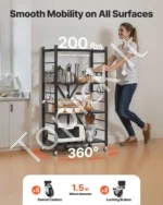 4 pakopų sulankstoma lentyna su ratukais – metalinis mobilių daiktų organizatorius sandėliui ir garažui 66 x 33 x 117 cm - Image 3