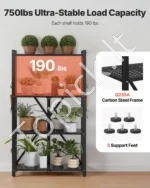4 pakopų sulankstoma lentyna su ratukais – metalinis mobilių daiktų organizatorius sandėliui ir garažui 66 x 33 x 117 cm - Image 4