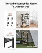 4 pakopų sulankstoma lentyna su ratukais – metalinis mobilių daiktų organizatorius sandėliui ir garažui 66 x 33 x 117 cm - Image 6