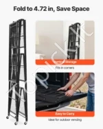 4 pakopų sulankstoma metalinė lentyna su ratukais (53x91x152 cm) - Image 5
