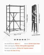 4 pakopų sulankstoma metalinė lentyna su ratukais (53x91x152 cm) - Image 7
