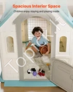 5-in-1 lauko ir vidaus žaidimų namelis vaikams su čiuožykla ir sporto rinkiniu  - Image 5