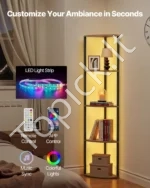 5 pakopų kampinė lentyna su LED apšvietimu – 162,5 cm aukščio siauras pastatomas stovas-vitrina gyvenamajam kambariui - Image 2