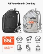 55 l talpos slidinėjimo batų ir įrangos kuprinė kelionėms (juoda) - Image 2