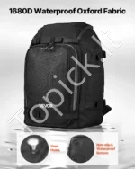 55 l talpos slidinėjimo batų ir įrangos kuprinė kelionėms (juoda) - Image 6