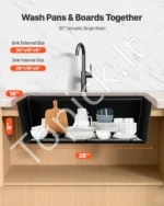 76 cm granito kompozito virtuvės kriauklė – vieno dubens įmontuojama darbo vieta su priedais namams, barui ir kemperiui - Image 5