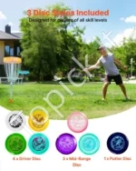 8 dalių lėkščiasvydžio (disko golfui) rinkinys su tiksliais matmenimis, puteriu, vidutinio nuotolio diskais ir draiveriais - Image 2