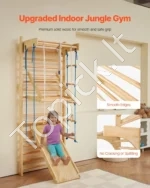 8-in-1 medinė švediška sienelė – 15 lygių vidinė laipiojimo kopėčių sporto salė vaikams ir suaugusiems - Image 2