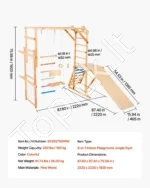 8-viename medinė vaikiška žaidimų aikštelė (jungle gym) su čiuožykla, 223 x 222 x 192 cm - Image 7