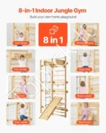 8 viename vaikiška ir suaugusiųjų švediška sienelė 12 pakopų, iš natūralios medienos, su priedais - Image 2