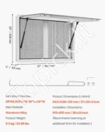 943 x 638 x 125 mm prekybinis langas – maisto furgono aptarnavimo langas su stogeliu, sklendėmis ir tinkleliu nuo vabzdžių - Image 7