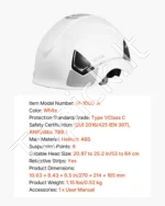 Apsauginis statybinis šalmas su ventiliacija, baltos spalvos, reguliuojamas 53–64 cm - Image 7