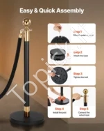 Atitvėrimo stulpeliai 8 vnt., juodi aksominiai lynai renginiams ir parodoms - Image 5