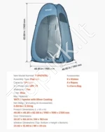 Automatinė palapinė dušui ir persirengimui 190T poliesteris su sidabrine danga 1190 x 1190 x 2100 mm - Image 7