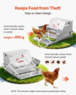 Automatinė vištų lesykla – cinkuoto plieno mechaninė lesykla paukščiams su 11,34 kg talpa - Image 2