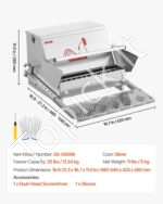 Automatinė vištų lesykla – cinkuoto plieno mechaninė lesykla paukščiams su 11,34 kg talpa - Image 7