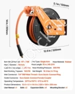 Automatinė žarnos ritė 15 m suspaustam orui su gumine žarna ir pasukamu laikikliu - Image 7