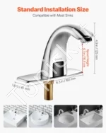 Automatinis bekontaktis vonios praustuvo maišytuvas 160 x 45 x 125 mm su judesio jutikliu ir dengiamąja plokštele - Image 3