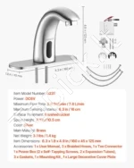 Automatinis bekontaktis vonios praustuvo maišytuvas 160 x 45 x 125 mm su judesio jutikliu ir šlifuoto nikelio apdaila - Image 7