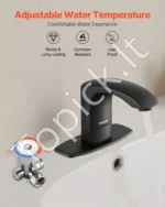 Automatinis bekontaktis vonios praustuvo maišytuvas 160 x 45 x 130 mm su judesio jutikliu ir matine juoda apdaila - Image 4