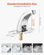 Automatinis bekontaktis vonios praustuvo maišytuvas 160 x 45 x 145 mm su judesio jutikliu ir chromuota apdaila - Image 3