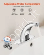 Automatinis bekontaktis vonios praustuvo maišytuvas 160 x 45 x 145 mm su judesio jutikliu ir chromuota apdaila - Image 4