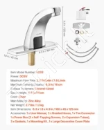 Automatinis bekontaktis vonios praustuvo maišytuvas 160 x 45 x 145 mm su judesio jutikliu ir chromuota apdaila - Image 7