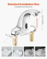 Automatinis bekontaktis vonios praustuvo maišytuvas 160 x 45 x 145 mm su judesio jutikliu ir šalto vandens funkcija - Image 3