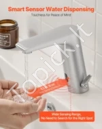 Automatinis bekontaktis vonios praustuvo maišytuvas 160 x 54 x 165 mm su judesio jutikliu ir šlifuoto nikelio apdaila - Image 2