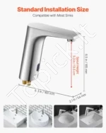 Automatinis bekontaktis vonios praustuvo maišytuvas 160 x 54 x 165 mm su judesio jutikliu ir šlifuoto nikelio apdaila - Image 3