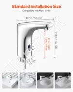 Automatinis bekontaktis vonios praustuvo maišytuvas 170 x 55 x 150 mm su judesio jutikliu - Image 3
