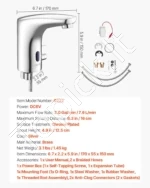 Automatinis bekontaktis vonios praustuvo maišytuvas 170 x 55 x 150 mm su judesio jutikliu - Image 7