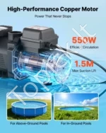 Baseino siurblys 550W, 14 000 l/h galingas vieno greičio vandens siurblys su laikmačiu - Image 3