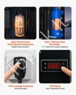 Baseinų šilumos siurblys 4920 W iki 18 m³ baseinams, elektrinis vandens šildytuvas su COP 5,29 - Image 5