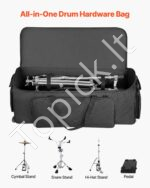 Būgnų stovų ir aparatūros krepšys su ratukais 1680D paminkštintas transportavimo dėklas 899 x 350 x 320 mm (900 x 350 x 320 mm) - Image 2