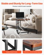 C formos mobilus sofa-staliukas su ratukais ir metaliniu rėmu, rudi ir juodi atspalviai 500 x 350 x 605 mm  - Image 4